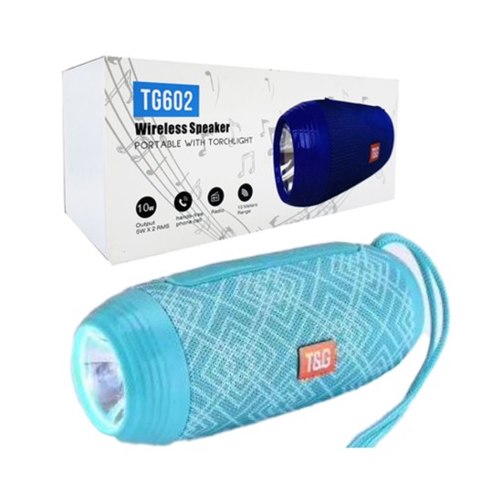 T&G PORTABLE BLUETOOTH SPEAKER TG-602 TF/USB/FM/HANDSFREE/AUX/FLASHLIGHT SKY BLUE